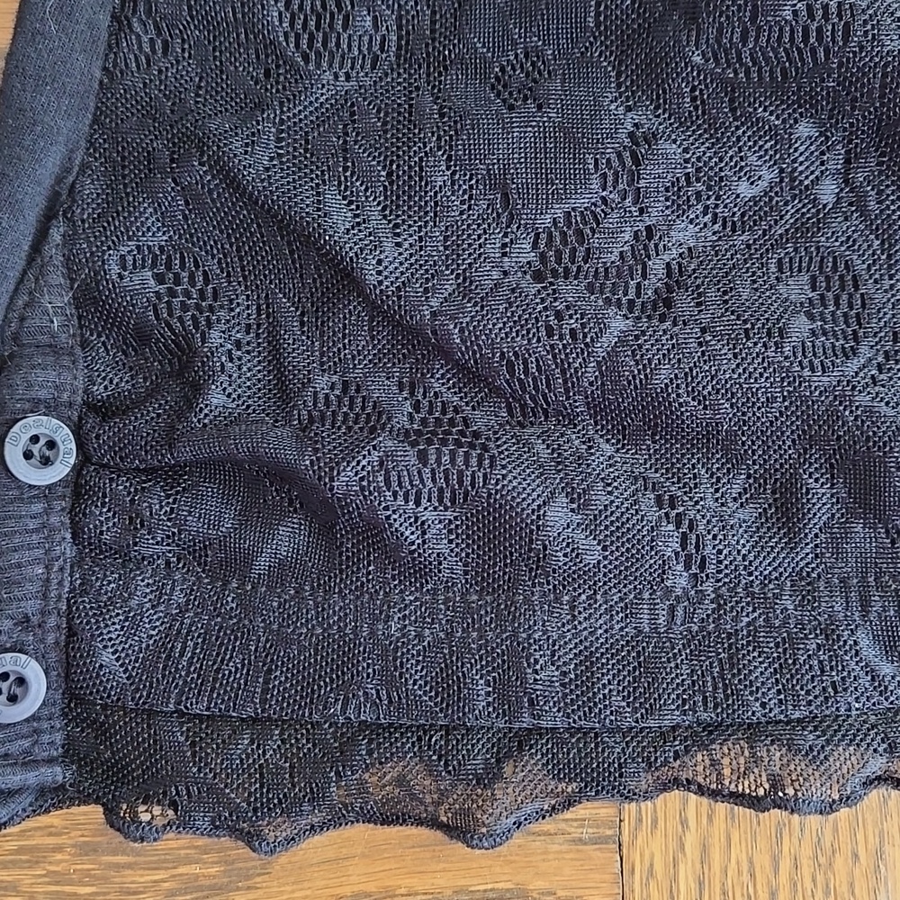 Desigual Black Lace Embroidered Top Long Sleeve Boho Artistic Size M - Picture 10 of 13